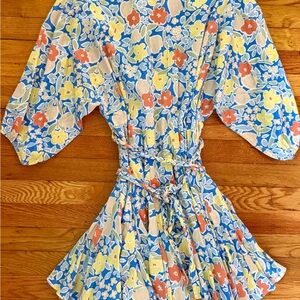 Hale House Floral Mini Dress in Blue, Yellow, and Orange